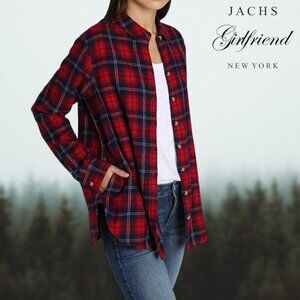 JACHS Girlfriend | Plaid Button-Up Flannel | Red and Blue | S | NWOT
